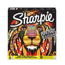 Sharpie Lion - Pack de 26 marqueurs permanents - pointes et couleurs assorties
