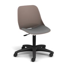 Chaise PALM - coque taupe - assise gris clair - base noire