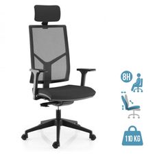 Fauteuil de bureau NOVA - accoudoirs réglables - appui-tête réglable - noir
