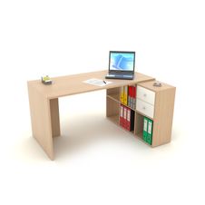 Bureau avec module 6 cases - 140 cm - chêne