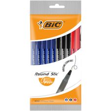 BIC Round Stic - Pack de 10 stylos à bille - couleurs assorties