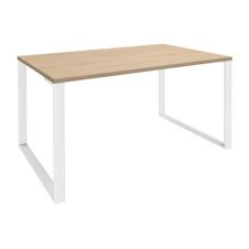 Bureau droit LOFTER - L160 cm - Plateau imitation chêne clair - pied Blanc
