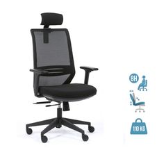 Fauteuil de bureau TECSY - accoudoirs réglables - Appui-tête réglable - noir