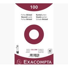 Exacompta - Pack de 100 Fiches Bristol non perforées - 12,5 x 20 cm -  dots - blanc