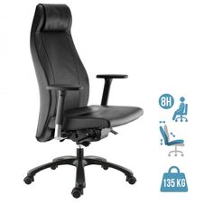 Fauteuil de bureau GOXOA - accoudoirs réglables - appui-tête intégré - cuir noir