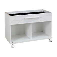 Rangement bas mobile SUNDAY - L80 x H59 x P42 - 1 tiroir+ 2 cases - blanc graphic