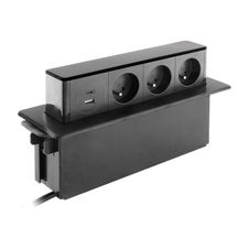 Otio - Coupe-circuit (fenêtre pop-up) - 3x16A, 2P+T - CA 230 V - connecteurs de sortie : 3 (3 x type E, USB, 24 pin USB-C) - 1.5 m cordon