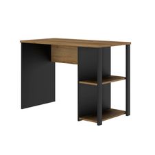 Bureau SOAN avec 2 tablettes - L107 x H 75 x P 56 cm - imitation chêne Helvezia et noir