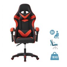 Fauteuil gamer TX - accoudoirs - appui-tête intégré - noir et rouge