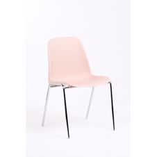 Chaise CHARLOTTE - pieds chromés sans accroche - Rose poudré