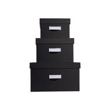 Exacompta OfficeByMe - Lot de 3 boîtes de rangement - noir