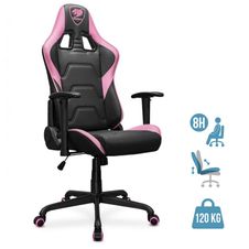Fauteuil gamer ARMOR ELITE - accoudoirs réglables - appui-tête intégré - noir et rose