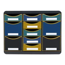 Exacompta Neo Deco - Module de classement 11 tiroirs - noir/multicolore