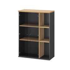 Bibliothèque JAZZ+ - L80 x H112 x P39 - 2 portes vitrées - chêne du bocage