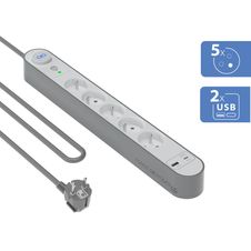 Bigben - Multiprise parafoudre 5 prises B - Grise et Blanche