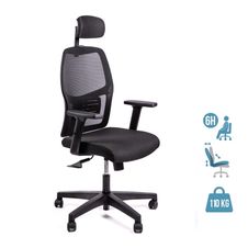 Fauteuil de bureau CALLIOPE - accoudoirs réglables - appui-tête - noir