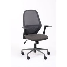 Fauteuil de bureau TIME - accoudoirs fixes pied acier - assises gris foncé