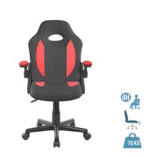 Fauteuil de bureau JUNIOR FLIP - avec accoudoirs - noir et rouge