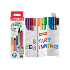 STABILO Pen 68 - Etui zig zag de 18 feutres - pointe moyenne