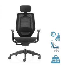 Fauteuil de bureau ALEA - accoudoirs - appuie-tête - noir