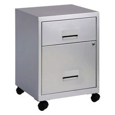 Caisson mobile en métal - L40 x H51,2 x P40 cm - 2 tiroirs dont 1DS - alu