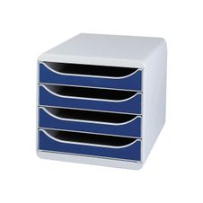Exacompta BigBox - Module de classement 4 tiroirs - gris/bleu