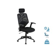 Fauteuil de bureau GALLEON - accoudoirs rabattables - appuie-tête réglable - noir