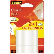 Ruban Scotch Crystal - 19 mm x 15 m - 2 rouleaux + 1 gratuit