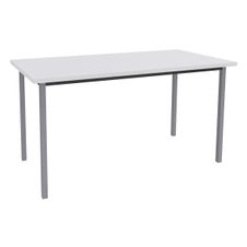 Table de réunion rectangulaire - 120 x 60 cm - Pieds carrés aluminium - blanc perle
