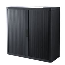 Armoire mi-haute à rideaux EASY OFFICE - 110 x 104 x 41,5 cm - Corps, rideaux et poignée noir