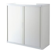 Armoire mi-haute à rideaux EASY OFFICE - 110 x 104 x 41,5 cm - Corps, rideaux et poignée blanc