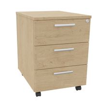 Caisson mobile EXPRIM/LOFTER/LEVEL - L43 x H56 x P60 cm - 3 tiroirs - Imitation Chêne clair