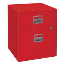 Caisson mobile métallique monobloc - H52 x L41 x P40 cm - 2 tiroirs - rouge