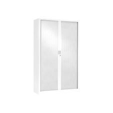 Armoire haute monobloc à rideaux GENERIC - 198 x 120 x 43 cm - corps et rideaux blanc