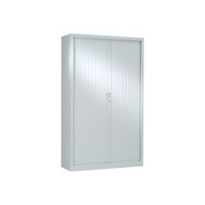 Armoire haute monobloc à rideaux GENERIC - 198 x 120 x 43 cm - corps et rideaux gris