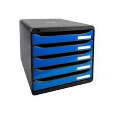 Exacompta BigBox Plus - Module de classement 5 tiroirs - noir/bleu glacé
