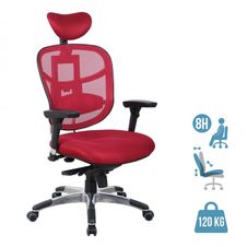 Fauteuil de bureau TECKNET - accoudoirs réglables - appuie-tête réglable - Rouge bordeaux