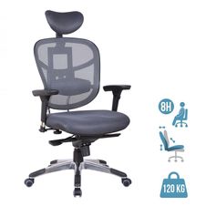 Fauteuil de bureau TECKNET - accoudoirs réglables - appuie-tête réglable - Gris
