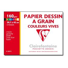 Clairefontaine - Papier à dessin - 29,7 x 42 cm - assortiment de couleurs vives ( pack de 8 )