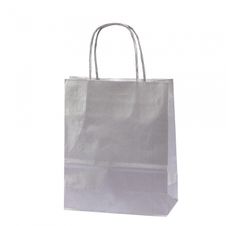 50 Sacs cadeau kraft - poignées torsadées - 22 cm x 12 cm x 31 cm - argent