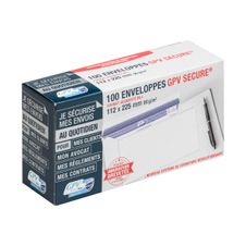 GPV Secure - 100 Enveloppes DL+ 112 x 225 mm - 90 gr - sans fenêtre - blanc - autocollante