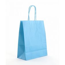 Logistipack - 50 Sacs cadeau kraft - poignées torsadées - 35 cm x 14 cm x 40 cm - turquoise