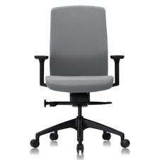 Fauteuil de bureau - CHARLIE - coque noire et tissu gris - accoudoirs réglables