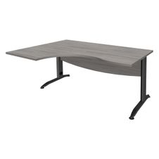 Bureau compact à gauche IDRA - L180 cm - Pieds anthracite - plateau imitation Chêne gris (Pieds de renfort obligatoire à rajouter - non inclus)