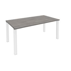 Bureau droit EXPRIM - L140 cm - Plateau imitation Chêne gris - Pieds blanc
