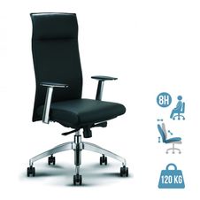 Fauteuil de bureau WILSON - accoudoirs fixes - appui-tête intégré - cuir noir