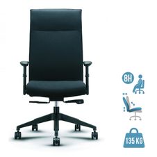 Fauteuil de bureau HENRY - accoudoirs réglables - appui-tête intégré - noir