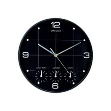 Unilux - Horloge On Time - mécanisme quartz - 4 fuseaux horaires - 30,5 cm - noir