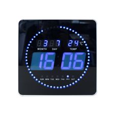 Unilux - Horloge Flo - carrée LED bleue - 28 cm - noir