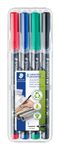 STAEDTLER LUMOCOLOR 318 - Pack de 4 marqueurs permanents - pointe fine - couleurs assorties
